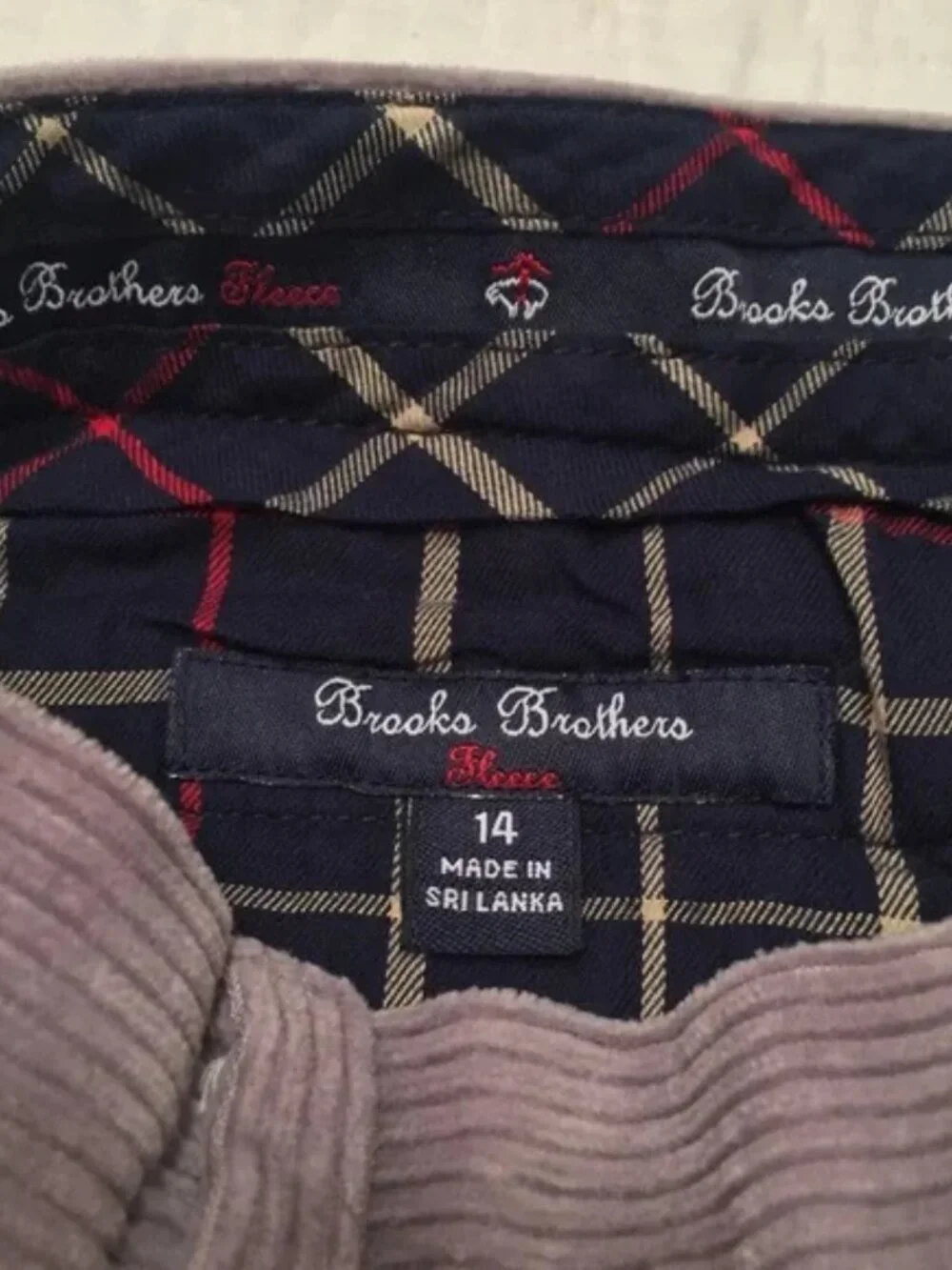 NWT Brooks Brothers grey cotton embroidered sled winter corduroy pants